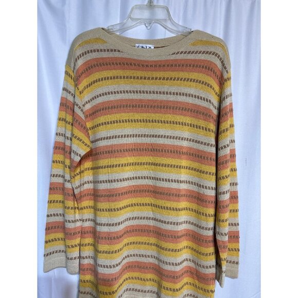 Vintage Gina Made In Italy Striped Sweater Lightweight Size Medium - Picture 2 of 5